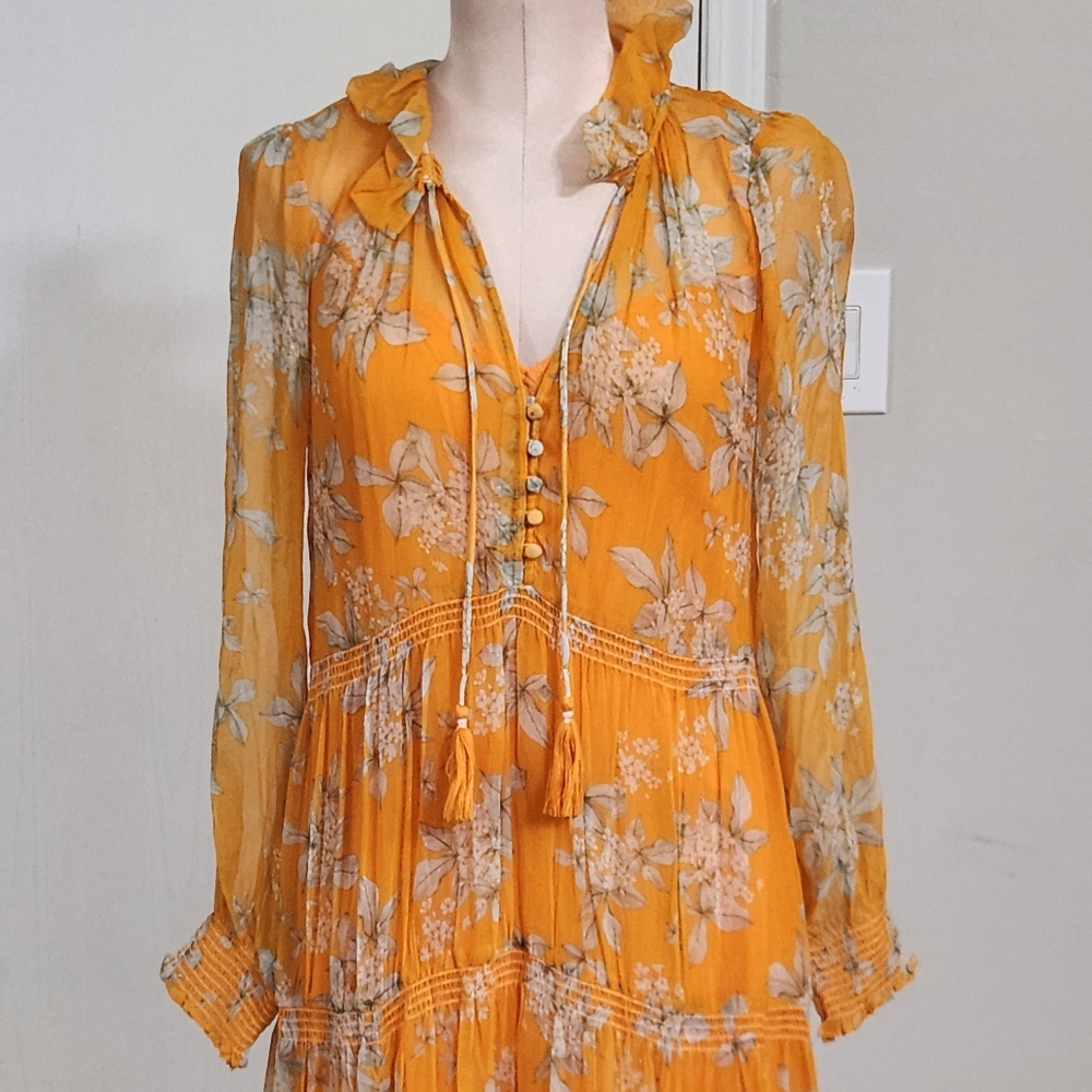 New!Anthropologie Tge Marais Printed ‎ Chiffon Maxi Dress Floral - Picture 8 of 14